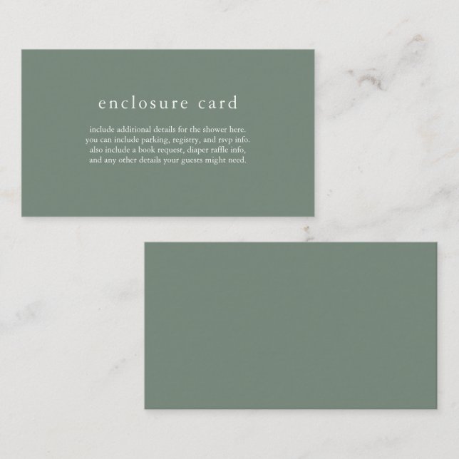 HANNAH Sage Grönt Boho Baby Shower Card Tilläggskort (Fram/baksida)