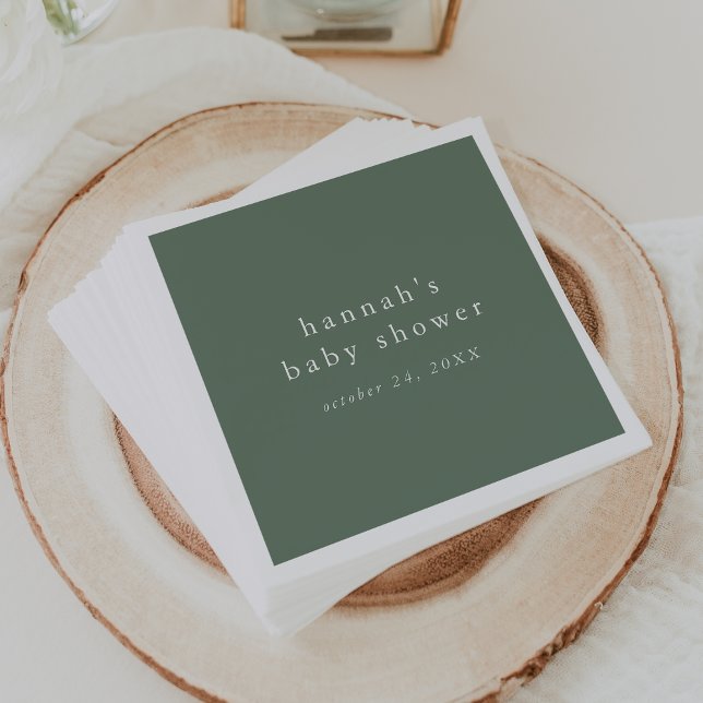 HANNAH Sage Grönt Rustic Simple Baby Shower Pappersservett (HANNAH Sage Green Rustic Simple Baby Shower Napkins)