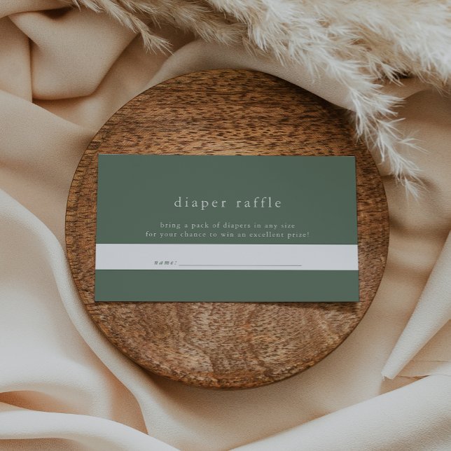 HANNAH Sage Grönt Simple Baby Shower Diaper Raffle Tilläggskort (HANNAH Sage Green Simple Baby Shower Diaper Raffle Enclosure Card)