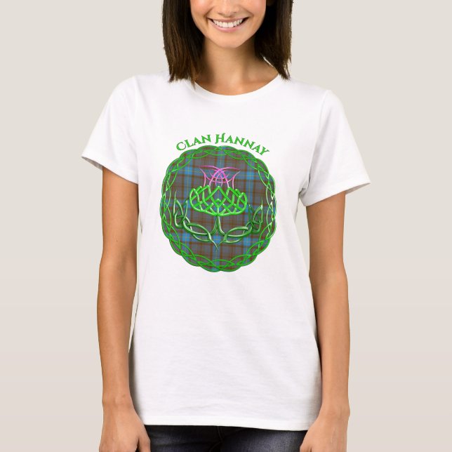 Hannah Scottish Tartan Celtic Thistle T-Shirt (Framsida)