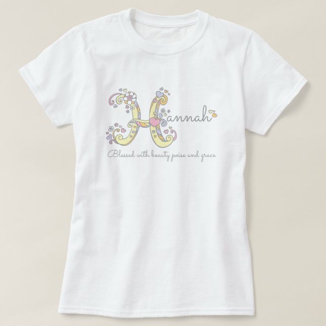 Hannah-tjejer namn dekorativ anpassningsbar t-shirt (Design framsida)