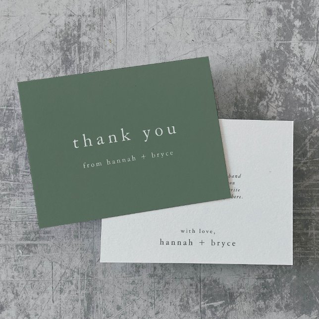 HANNAH Unik Sage Grönt Minimalist Modern Simple Tack Kort (HANNAH Unique Sage Green Minimalist Modern Simple Thank You Card)