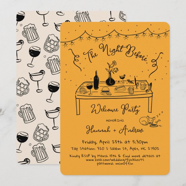 Hannah välkomstnatt före chihuahua inbjudningar (Fram/baksida)