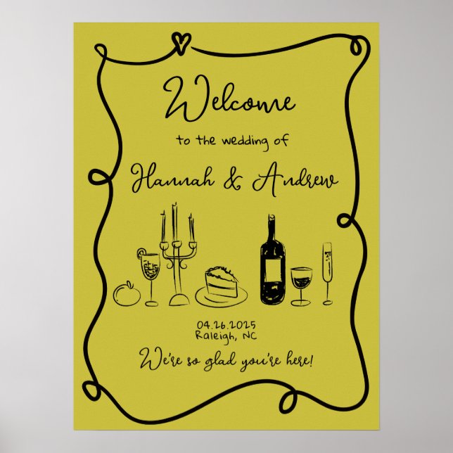 Hannah's Welcome Bröllop Bord scape Poster (Framsidan)
