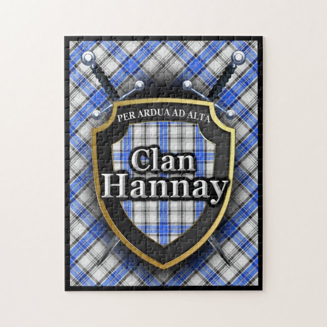 Hannay Clan Tartan Svärd och Sköld Pussel (Vertikal)