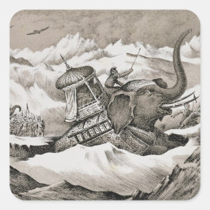 Hannibal (247-c.183 BC) och hans krig elefantkros Fyrkantigt Klistermärke