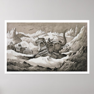 Hannibal (247-c.183 BC) och hans krig elefantkros Poster