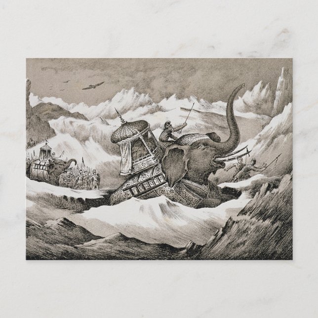 Hannibal (247-c.183 BC) och hans krig elefantkros Vykort (Framsida)