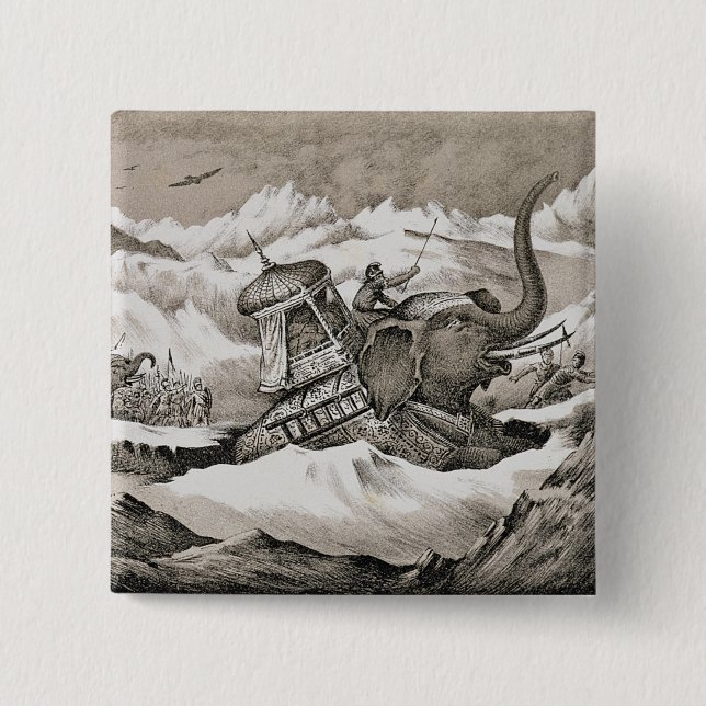 Hannibal (247-c.183 BC) och hans krigelefantcros Knapp (Framsida)