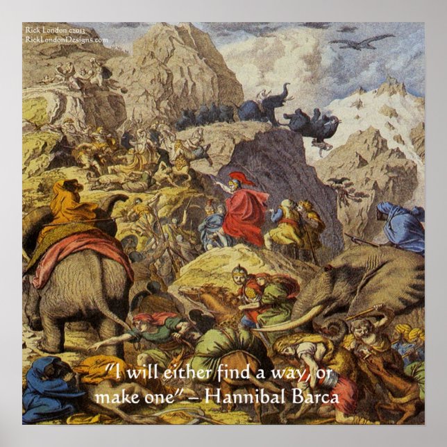 Hannibal Barca I Alperna Med Visdoms Citat Affisch (Framsidan)