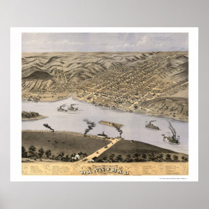 Hannibal panorama- karta för MO - 1869 Poster