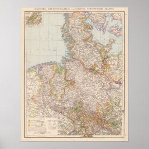 Hannover SchleswigHolstein, norr tyskland karta Poster