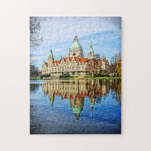 Hannover, Tyskland-Old Town Hall Reflection Puzzle Pussel