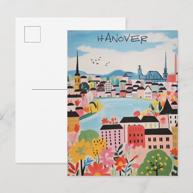 Hannover Tyskland Resa Stad Målar Färgande Vykort (Fram/baksida)