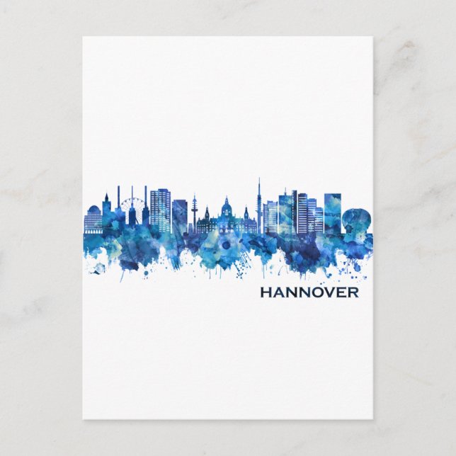 Hannover Tyskland Skyline Blue Helg Vykort (Framsida)
