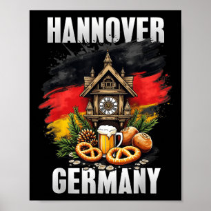 Hannover Tyskland Souvenir German Flagga Travel Poster