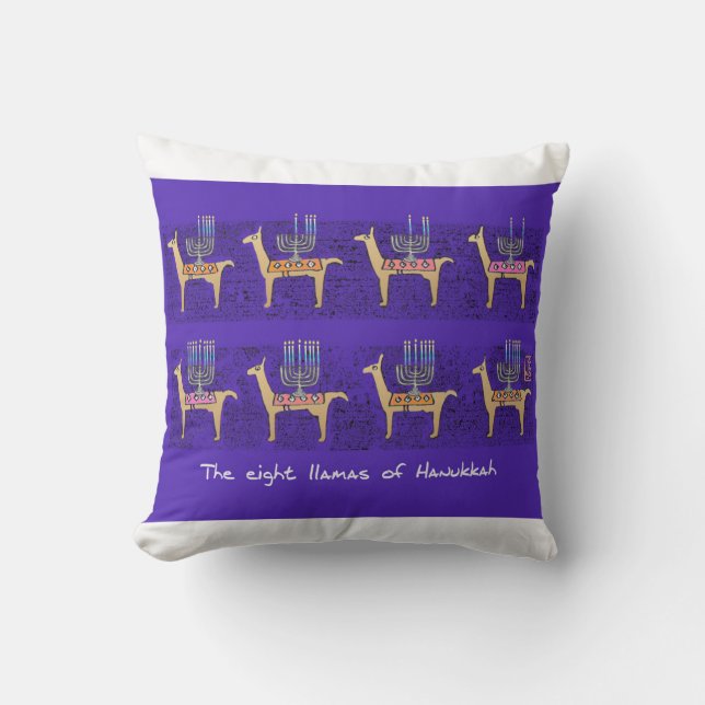 Hannukah dekorativ kudde åtta Llamas (Framsida)