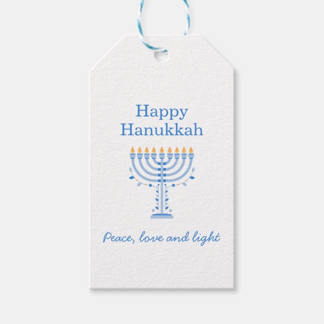 Hannukah gift tag - Happy Hanukkah Presentetikett (Framsidan)