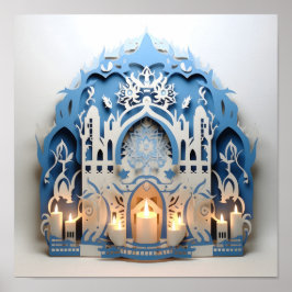 Hannukah Helgdag papper nedskärning Poster