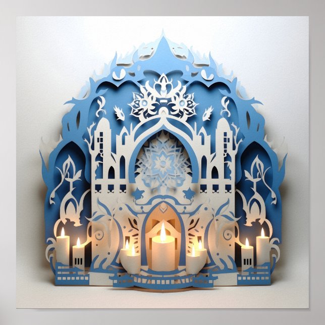 Hannukah Helgdag papper nedskärning Poster (Framsidan)