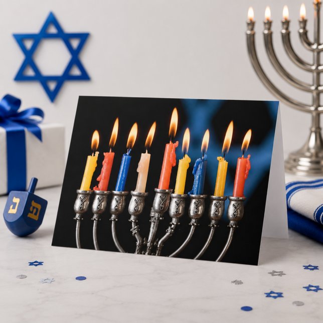 Hannukah Menorah Hölsedkort Helgkort (Skapare uppladdad)