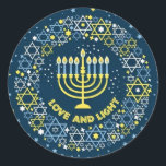 Hannukah Menorah Runt Klistermärke<br><div class="desc">Celebrate Hanukkah</div>