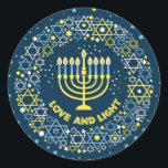 Hannukah Menorah Runt Klistermärke<br><div class="desc">Celebrate Hanukkah</div>