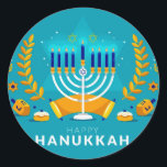 Hannukah Menorah Runt Klistermärke<br><div class="desc">Celebrate Hanukkah</div>