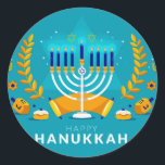 Hannukah Menorah Runt Klistermärke<br><div class="desc">Celebrate Hanukkah</div>