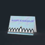 Hannukah penguins helgkort<br><div class="desc">Penguins representerar Hannukahs manorahljus.</div>