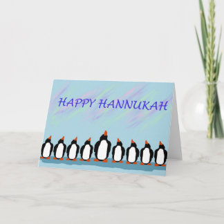 Hannukah penguins helgkort