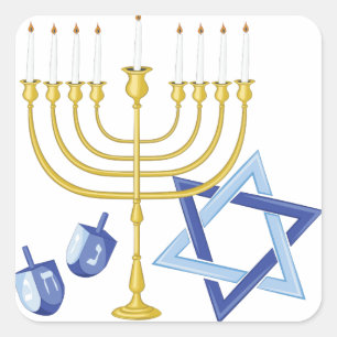 Hannukah Symbols Fyrkantigt Klistermärke