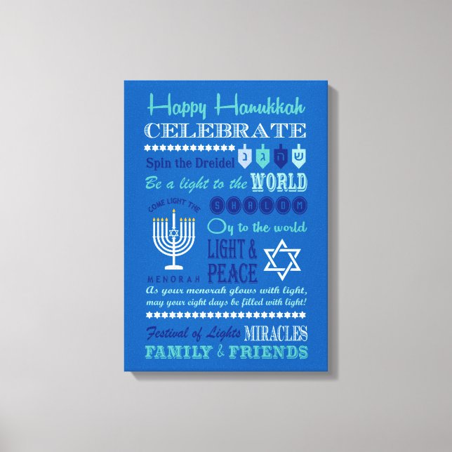 Hannukah typography collage art canvastryck (Framsida)