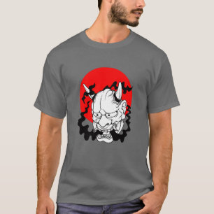 Hannya japansk yokai Ogre-mask oni harajuku konst T Shirt