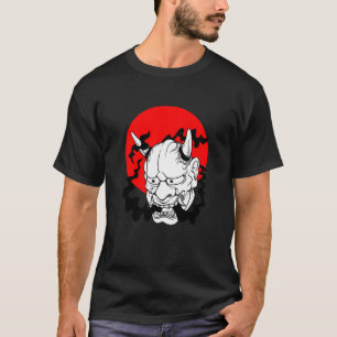 Hannya japansk yokai Ogre-mask oni harajuku konst T Shirt
