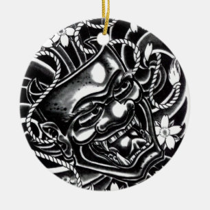 Hannya Mask Tattoo Design Julgransprydnad Keramik