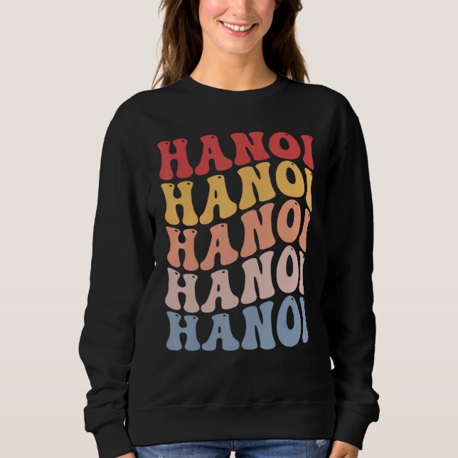 Hanoi City Groovy Retro T Shirt (Framsida)