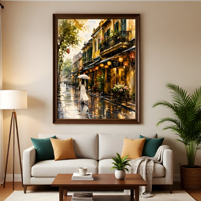 Hanoi Gamla Kvarter Aquarell Väggkonsttryck Fototryck (Skapare uppladdad)