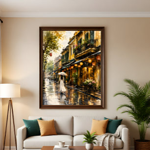 Hanoi Gamla Kvarter Aquarell Väggkonsttryck Poster