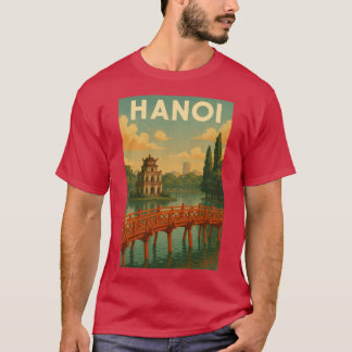 Hanoi Hoan Kiem Lake och Röda Bron Vietnam flicka T Shirt