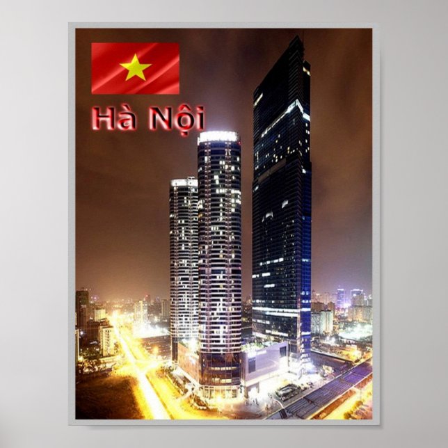 Hanoi - Landmark Torn by Nigh - Vietnam - Poster (Framsidan)