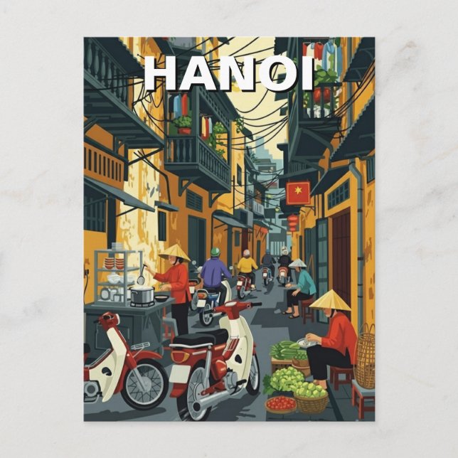 Hanoi Vietnam Alley Travel Vykort (Framsida)
