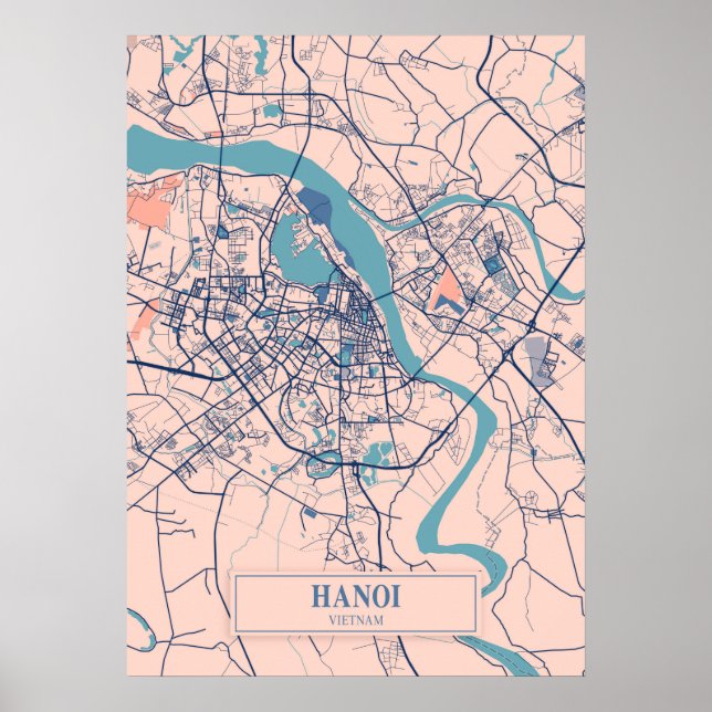 Hanoi - Vietnam Breezy City Karta Poster (Framsidan)