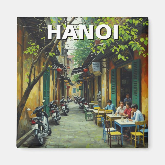 Hanoi Vietnam Cafe in Alley Magnet (Framsidan)