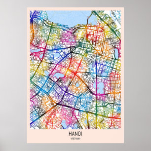 Hanoi Vietnam City Karta Poster