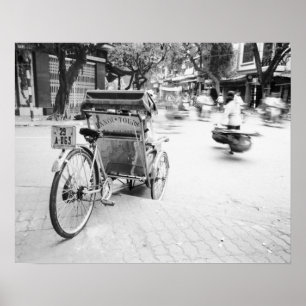 Hanoi Vietnam, cyklo i Gamla Hanoi Poster