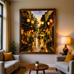 Hanoi Vietnam Gamla kvarteret Akvarell Väggkonst Fototryck