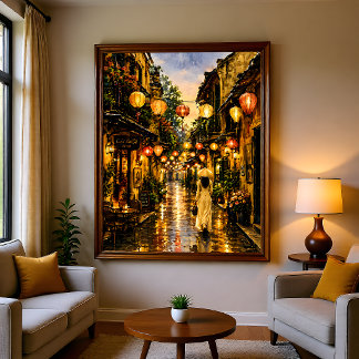 Hanoi Vietnam Gamla kvarteret Akvarell Väggkonst Fototryck