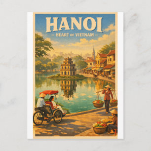 Hanoi, Vietnam, i en klassisk retro-resa Vykort