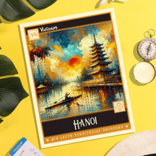 Hanoi, Vietnam Måla Vintage Vykort